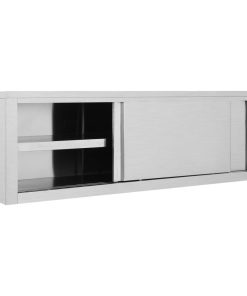 Armadio Da Cucina Ad Ante Scorrevoli 150x40x50cm Acciaio Inox