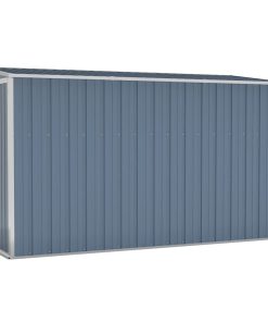 Capanno Giardino A Parete Grigio 118x288x178 Cm Acciaio Zincato