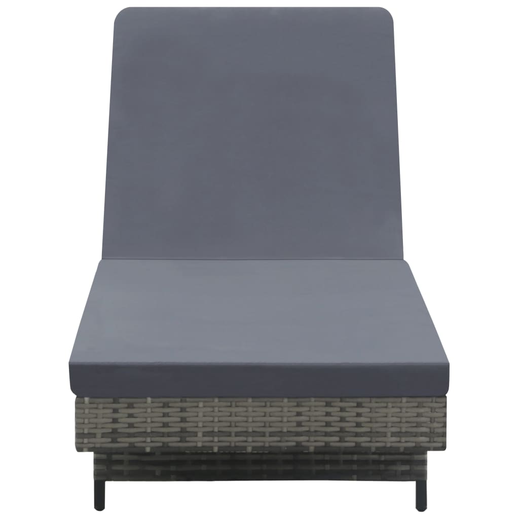 Lettino Prendisole Con Cuscino E Ruote In Polyrattan Antracite - Image 2