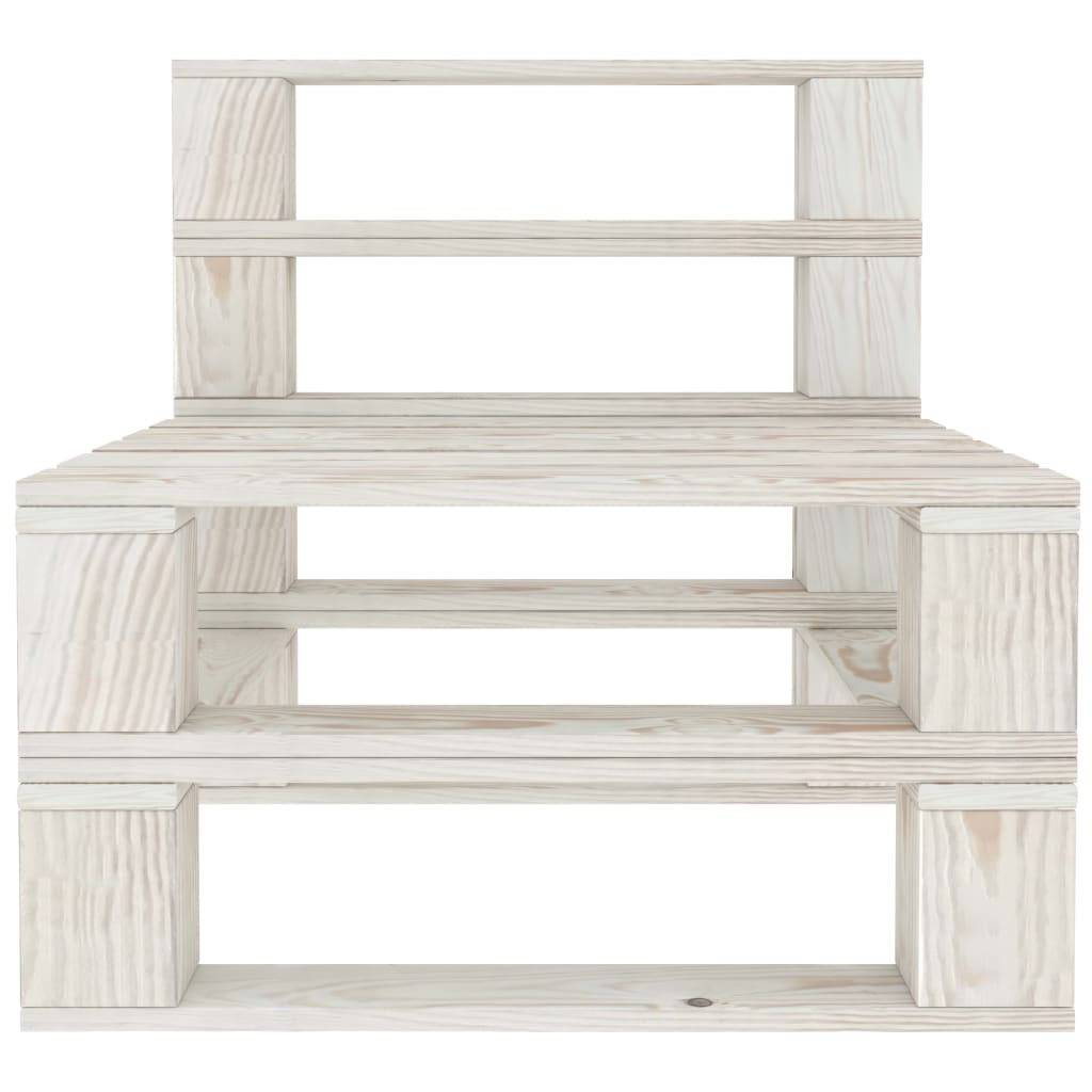 Divano Centrale Da Giardino Su Pallet In Legno Bianco