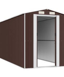 Capanno Da Giardino Marrone Scuro 192x523x223cm Acciaio Zincato