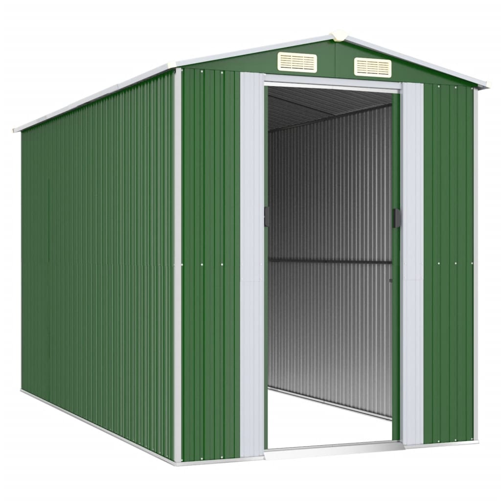 Capanno Da Giardino Verde 192x357x223 Cm Acciaio Zincato