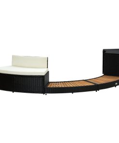 Bordo Spa Nero Polyrattan E Legno Massello Di Acacia