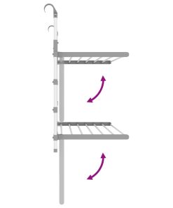 Stendino Per Balcone 89x25x(60-95) Cm In Alluminio