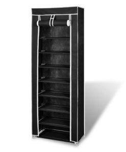 Scarpiera In Tessuto Richiudibile 57 X 29 X 162 Cm Nera
