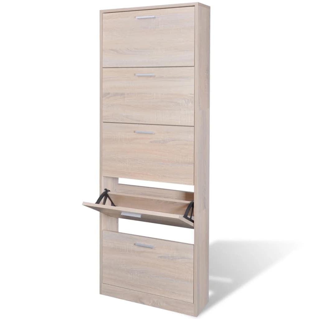 Scarpiera In Legno Effetto Rovere Con 5 Scomparti