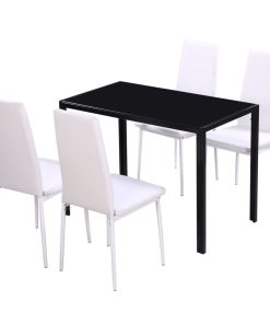 Set Tavolo Da Pranzo 5 Pz Nero E Bianco
