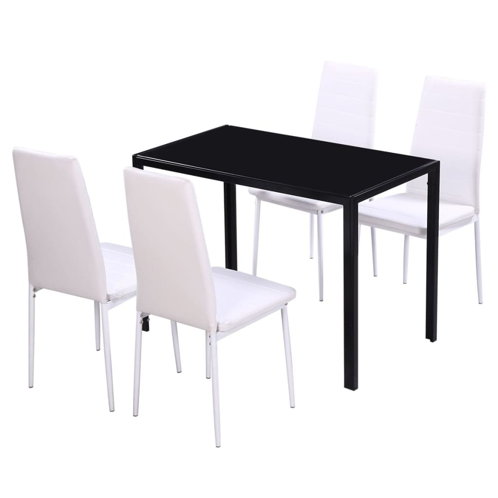 Set Tavolo Da Pranzo 5 Pz Nero E Bianco