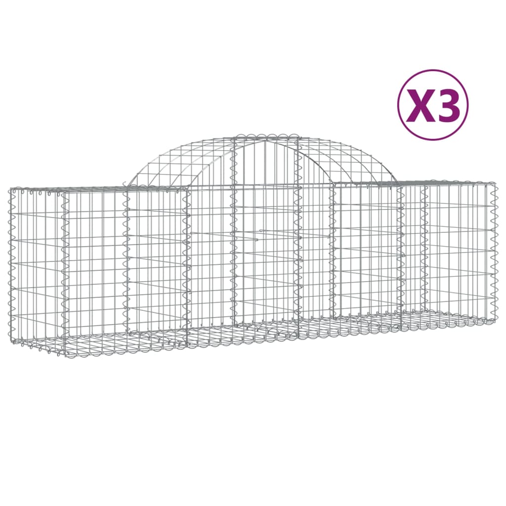 Cesti Gabbioni Ad Arco 3 Pz 200x50x60/80 Cm Ferro Zincato