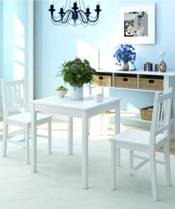 Set Tre Pezzi Da Pranzo In Legno Di Pino Bianco