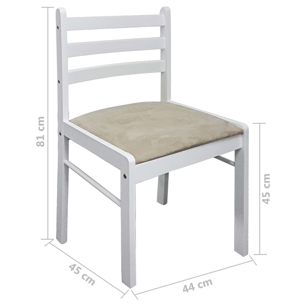 Sedie Da Pranzo 2 Pz Bianche Legno Massello Di Hevea E Velluto - Image 3