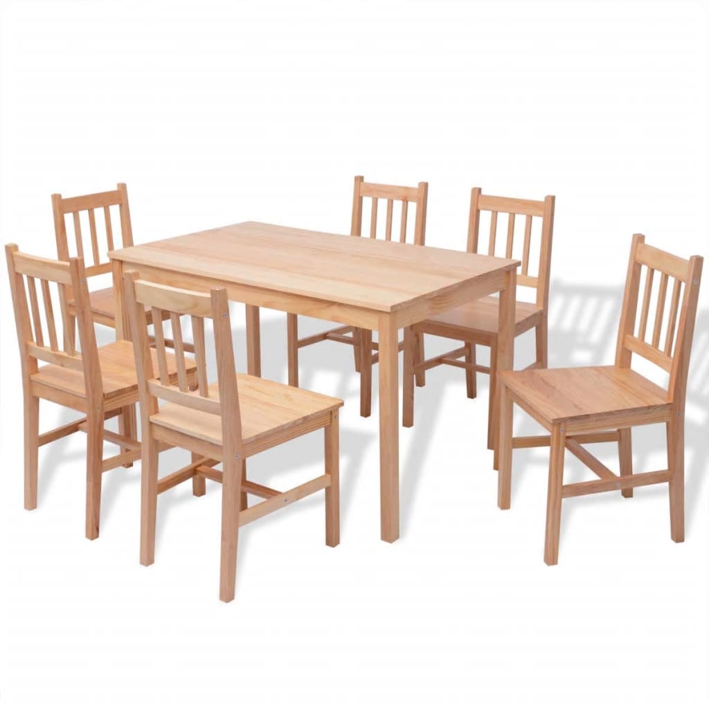 Set Da Pranzo 7 Pz In Legno Di Pino