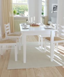 Sedie Da Pranzo 4 Pz Bianche Legno Massello Di Hevea E Velluto