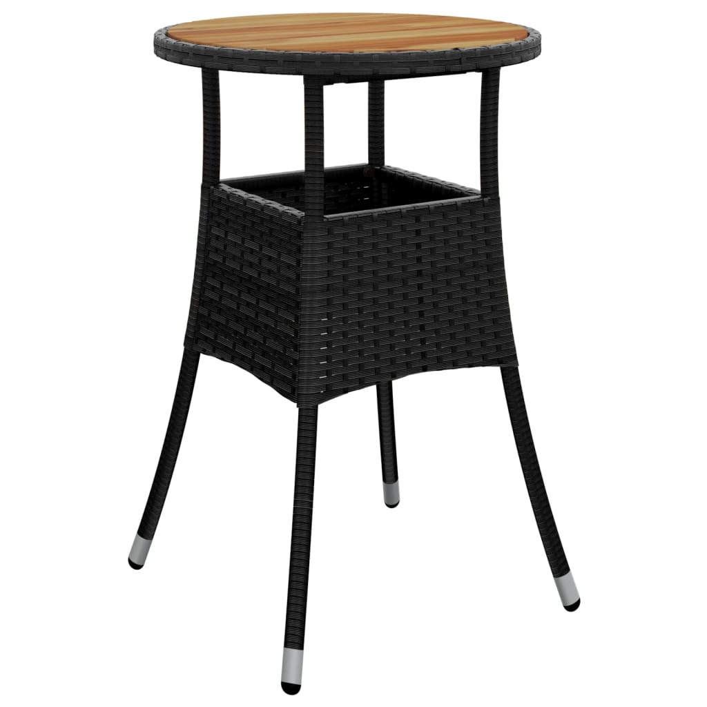 Tavolo Giardino Ø60x75 Cm Massello Acacia E Polyrattan Nero - Image 6