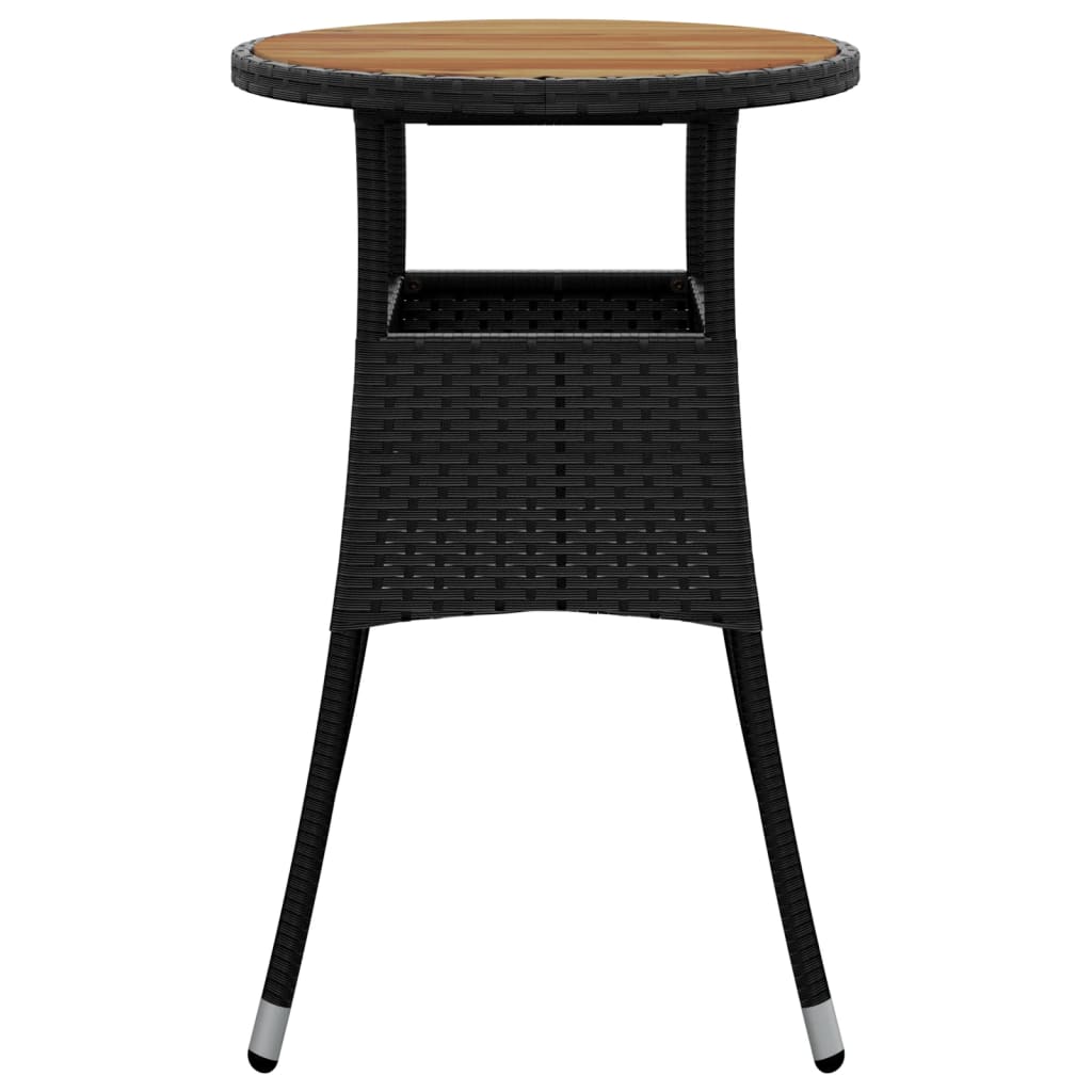 Tavolo Giardino Ø60x75 Cm Massello Acacia E Polyrattan Nero