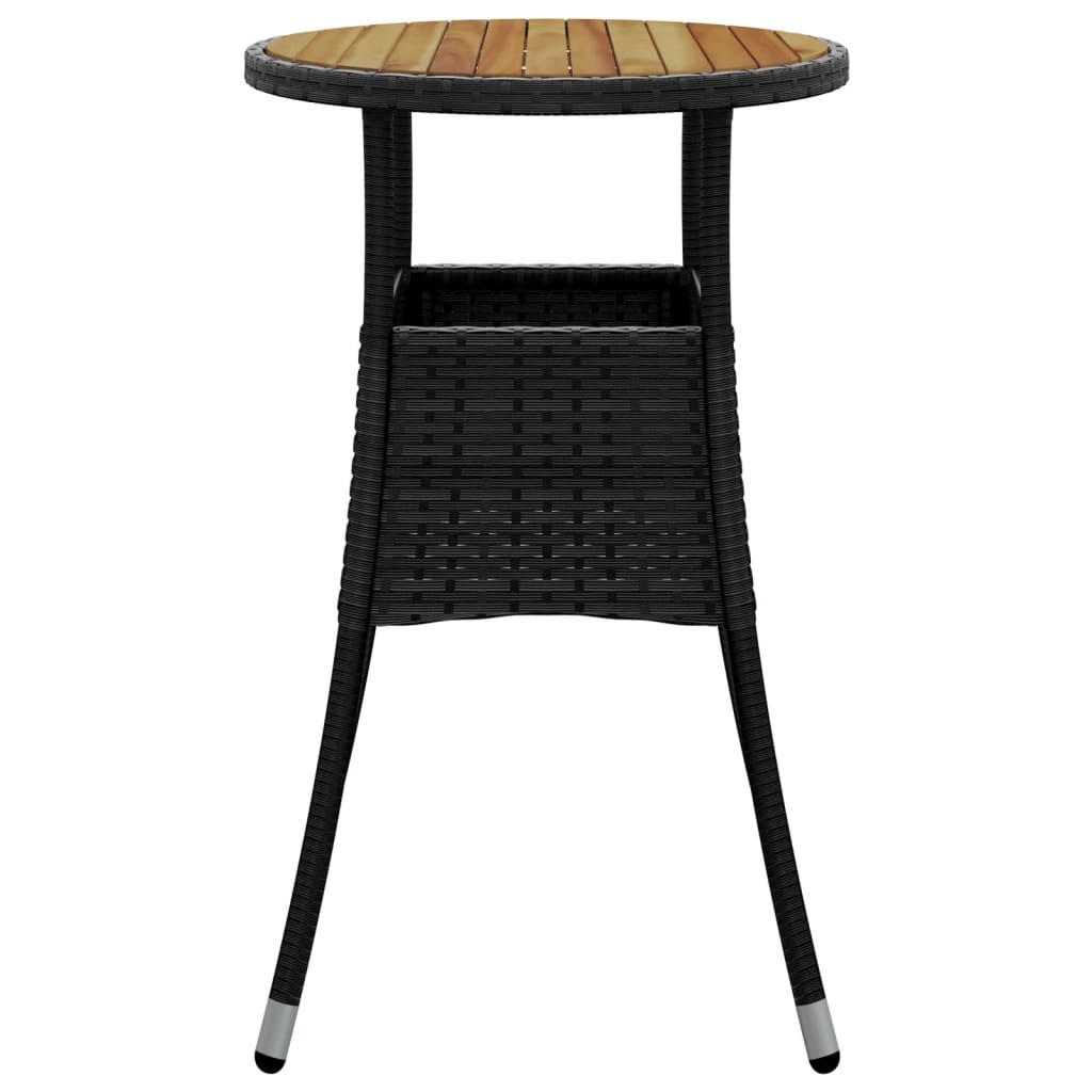 Tavolo Giardino Ø60x75 Cm Massello Acacia E Polyrattan Nero - Image 2