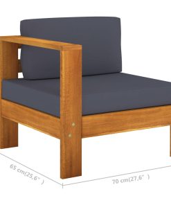 Divano Centrale Con 1 Bracciolo Grigio Scuro Massello D'acacia