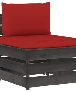 Divano Centrale Modulare Con Cuscini In Legno Impregnato Grigio