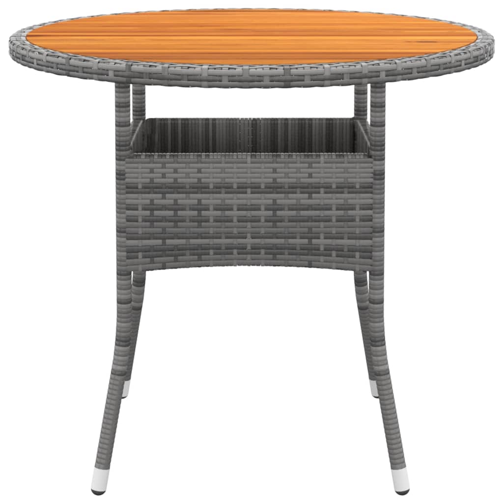 Tavolo Giardino Ø80x75 Cm Massello Acacia E Polyrattan Grigio - Image 2