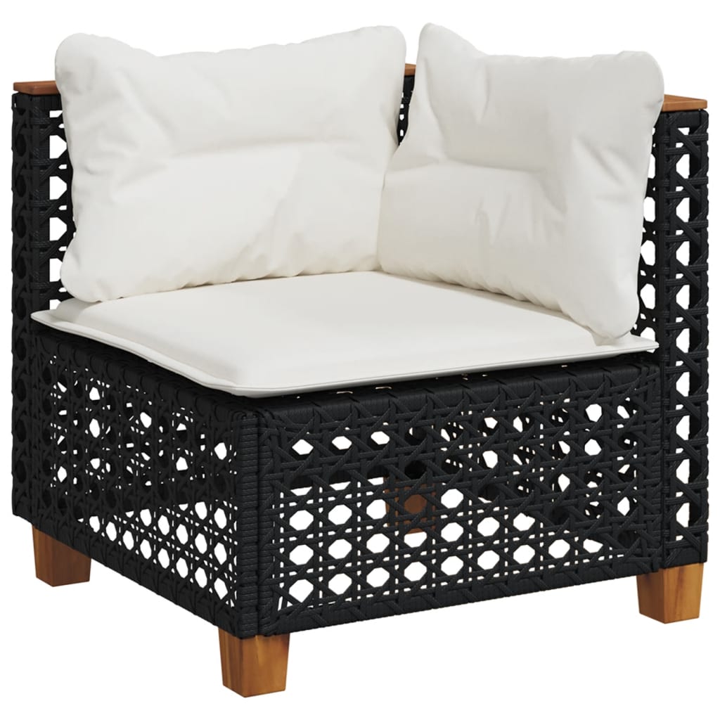 Set Divani Da Giardino 5 Pz Con Cuscini In Polyrattan Nero - Image 6