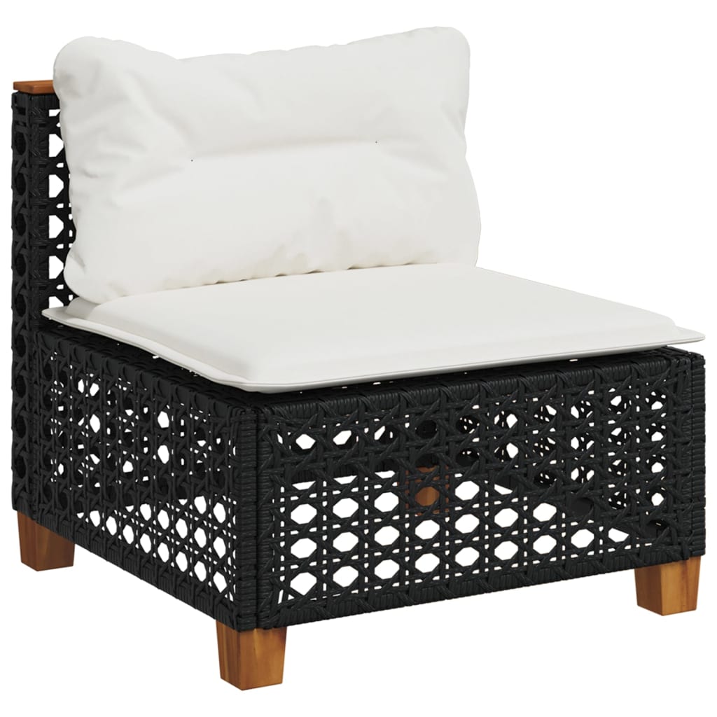 Set Divani Da Giardino 5 Pz Con Cuscini In Polyrattan Nero - Image 5