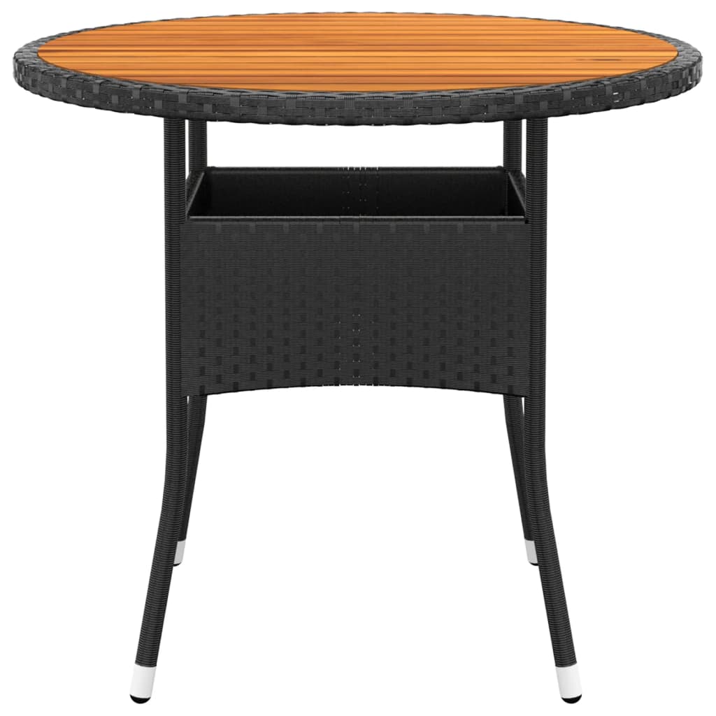 Tavolo Giardino Ø80x75 Cm Massello Acacia E Polyrattan Nero