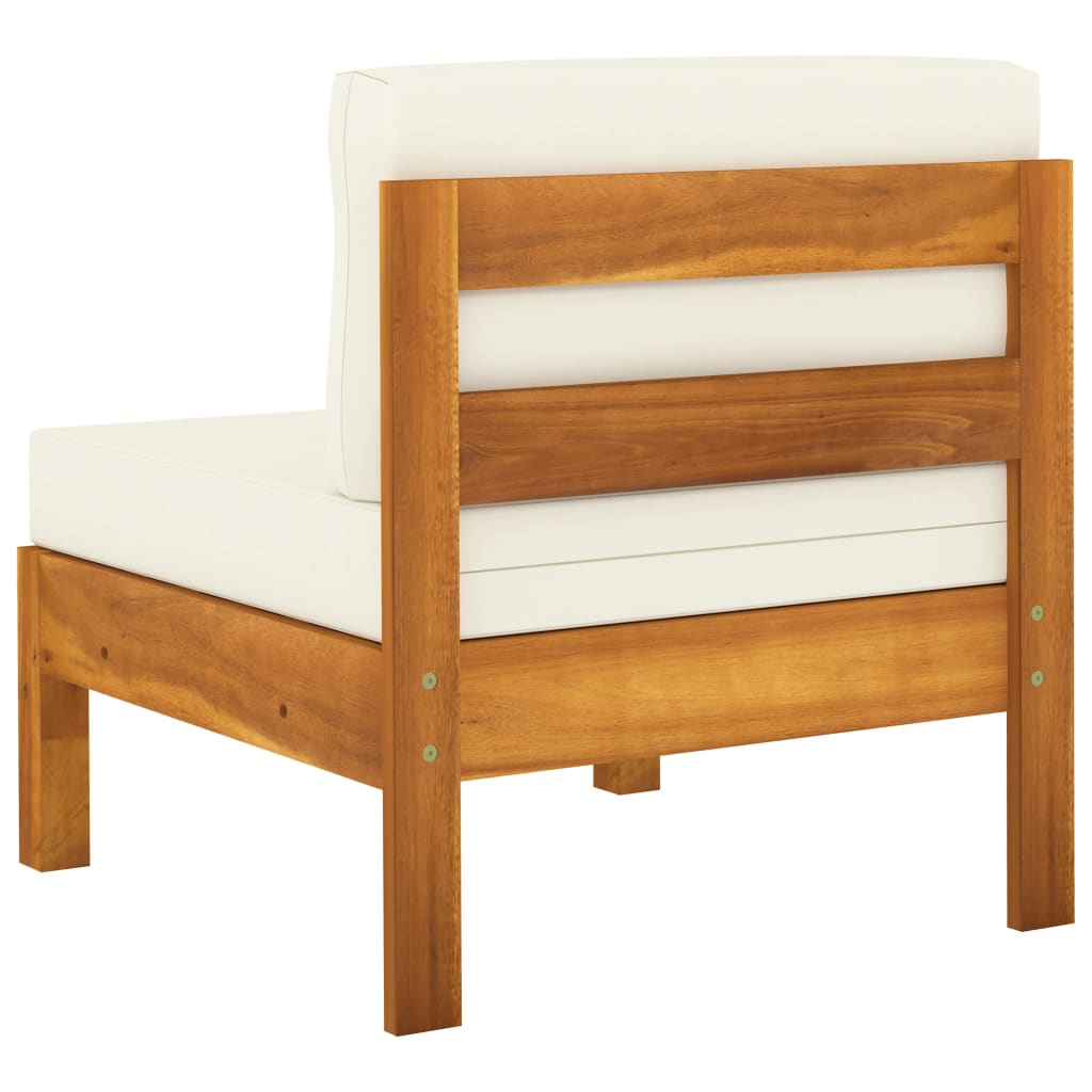 Divani Centrali 2 Pz Con Cuscini Bianco Crema Massello Acacia