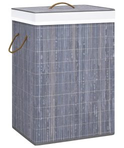 Cesto Portabiancheria In Bambù A Sezione Singola Grigio