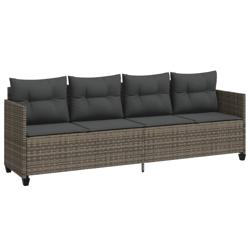 Set Divano Da Giardino 5 Pz Con Cuscini Grigio In Polyrattan - Image 2