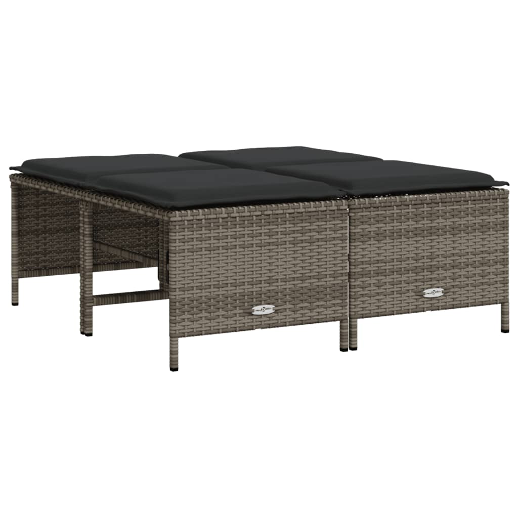 Set Divano Da Giardino 5 Pz Con Cuscini Grigio In Polyrattan - Image 3