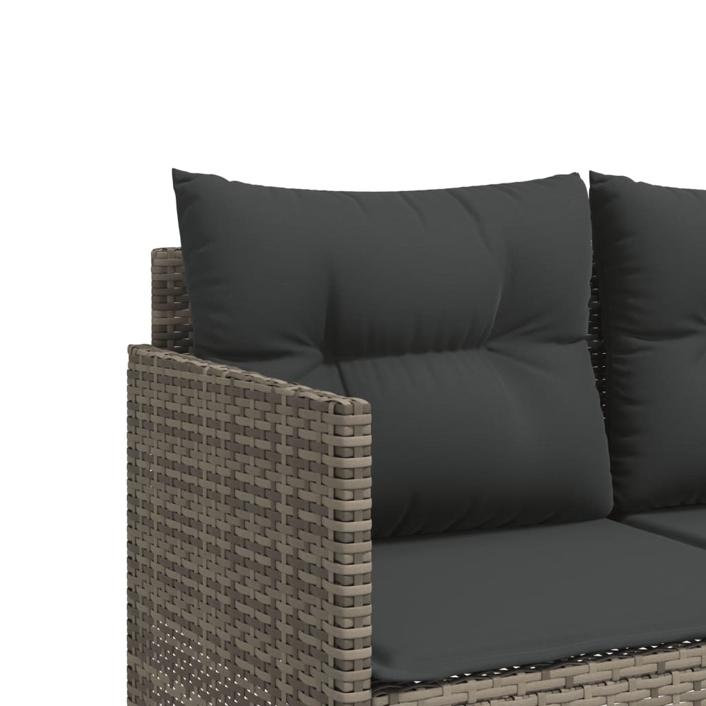Set Divano Da Giardino 5 Pz Con Cuscini Grigio In Polyrattan - Image 4