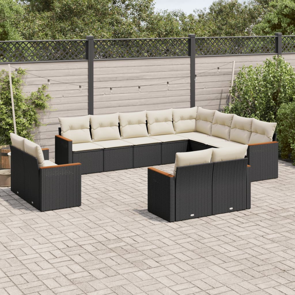 Set Divani Da Giardino 12 Pz Con Cuscini Nero In Polyrattan - Image 3