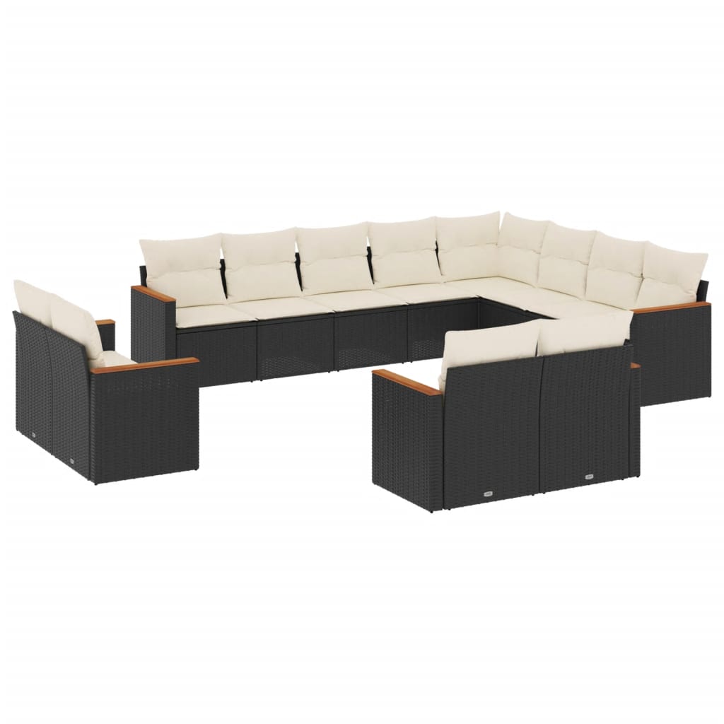 Set Divani Da Giardino 12 Pz Con Cuscini Nero In Polyrattan