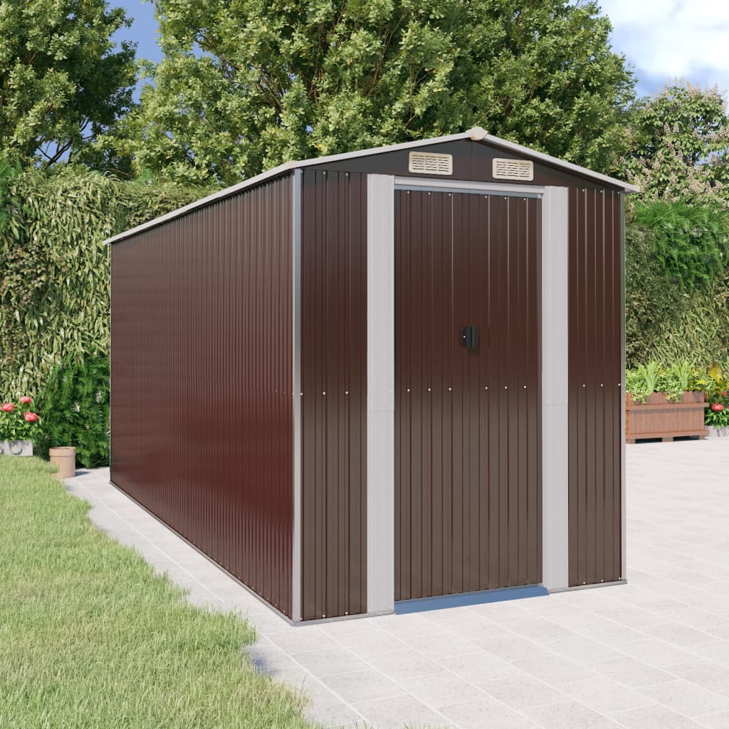 Capanno Da Giardino Marrone Scuro 192x440x223cm Acciaio Zincato - Image 5