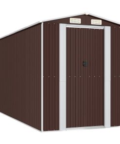 Capanno Da Giardino Marrone Scuro 192x440x223cm Acciaio Zincato