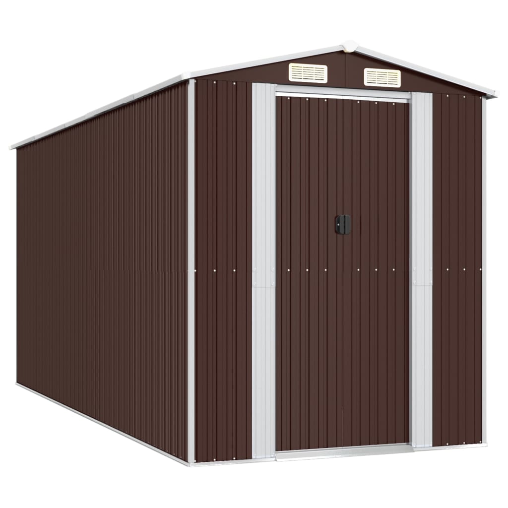 Capanno Da Giardino Marrone Scuro 192x440x223cm Acciaio Zincato