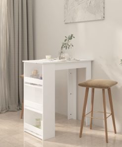 Tavolino Da Bar Con Mensole Bianco 102x50x103,5 Cm Truciolato