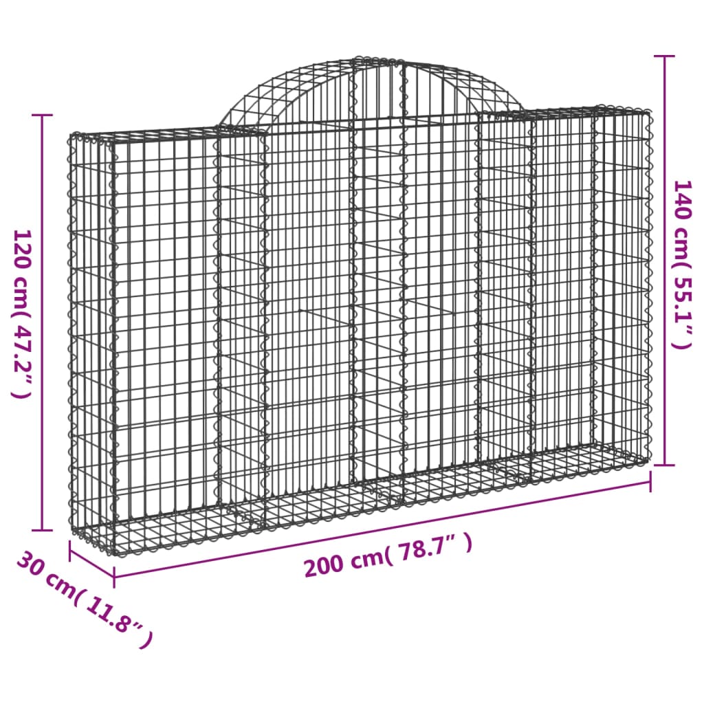 Cesti Gabbioni Ad Arco 5 Pz 200x30x120/140 Cm Ferro Zincato - Image 3