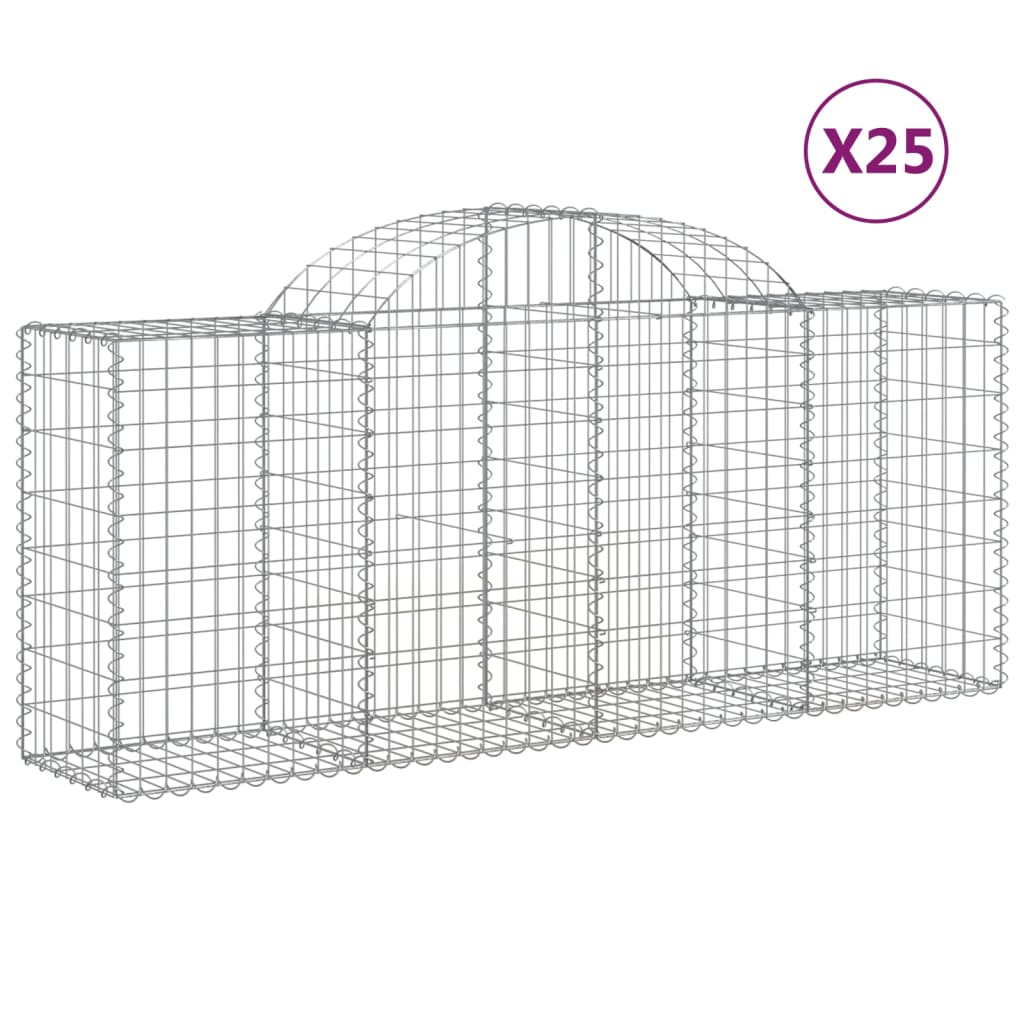 Cesti Gabbioni Ad Arco 25 Pz 200x50x80/100 Cm Ferro Zincato