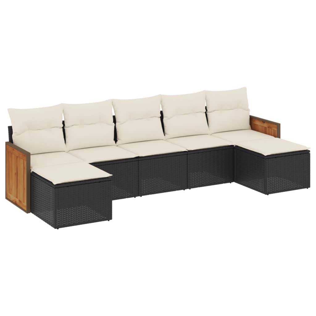 Set Divani Da Giardino Con Cuscini 7pz Nero Polyrattan - Image 2