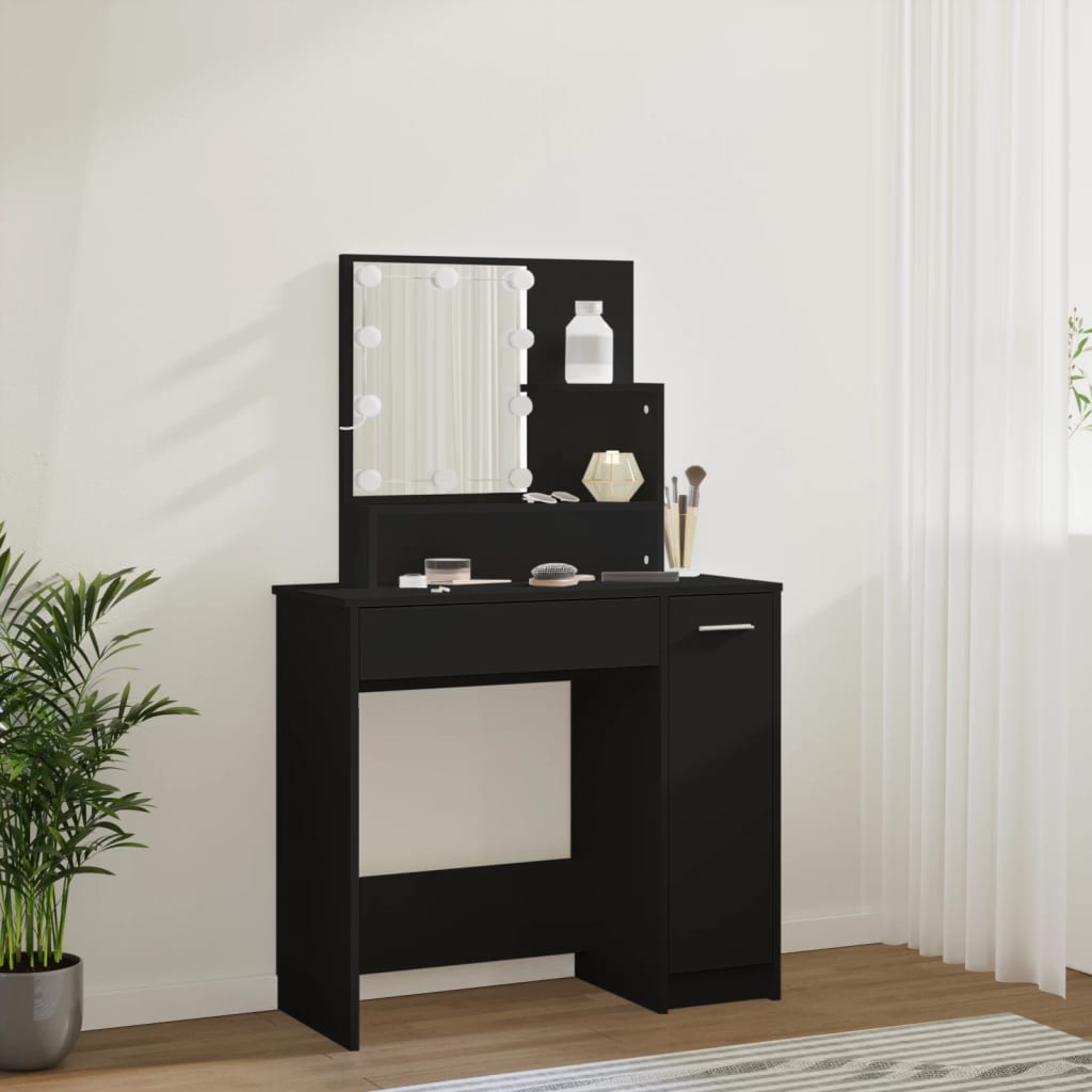 Toeletta Con Led Nero 86,5x35x136 cm