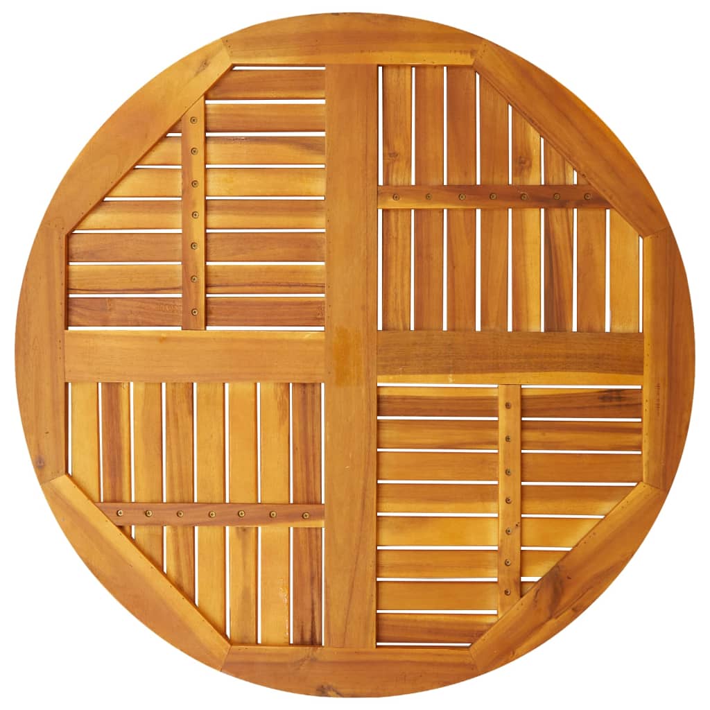 Piano Per Tavolo Ø90x2,2 Cm Rotondo In Legno Massello Di Acacia - Image 2