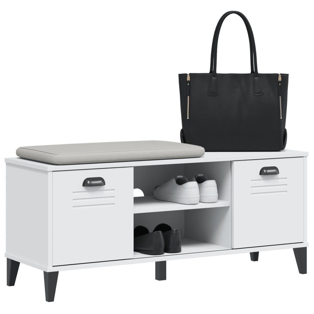 Panca Portascarpe Viken Bianca 106x35x45 Cm Legno Multistrato - Image 2