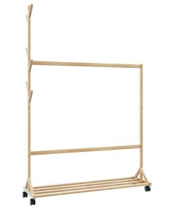 Appendiabiti Con Ganci E Ruote 100x35x157 Cm In Bambù