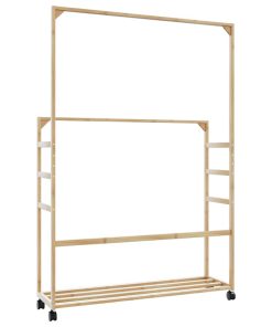 Appendiabiti Con Ripiani E Ruote 90x35x155 Cm In Bambù