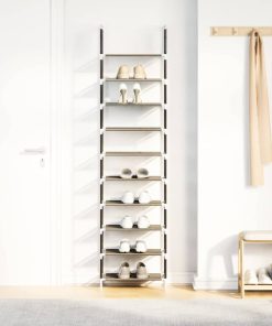 Scarpiera 10 Ripiani Nera 44x28x180 Cm In Tessuto Non Tessuto