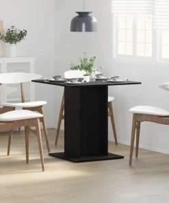 Tavolo Da Pranzo Rovere Nero 80x80x75 Cm Legno Multistrato