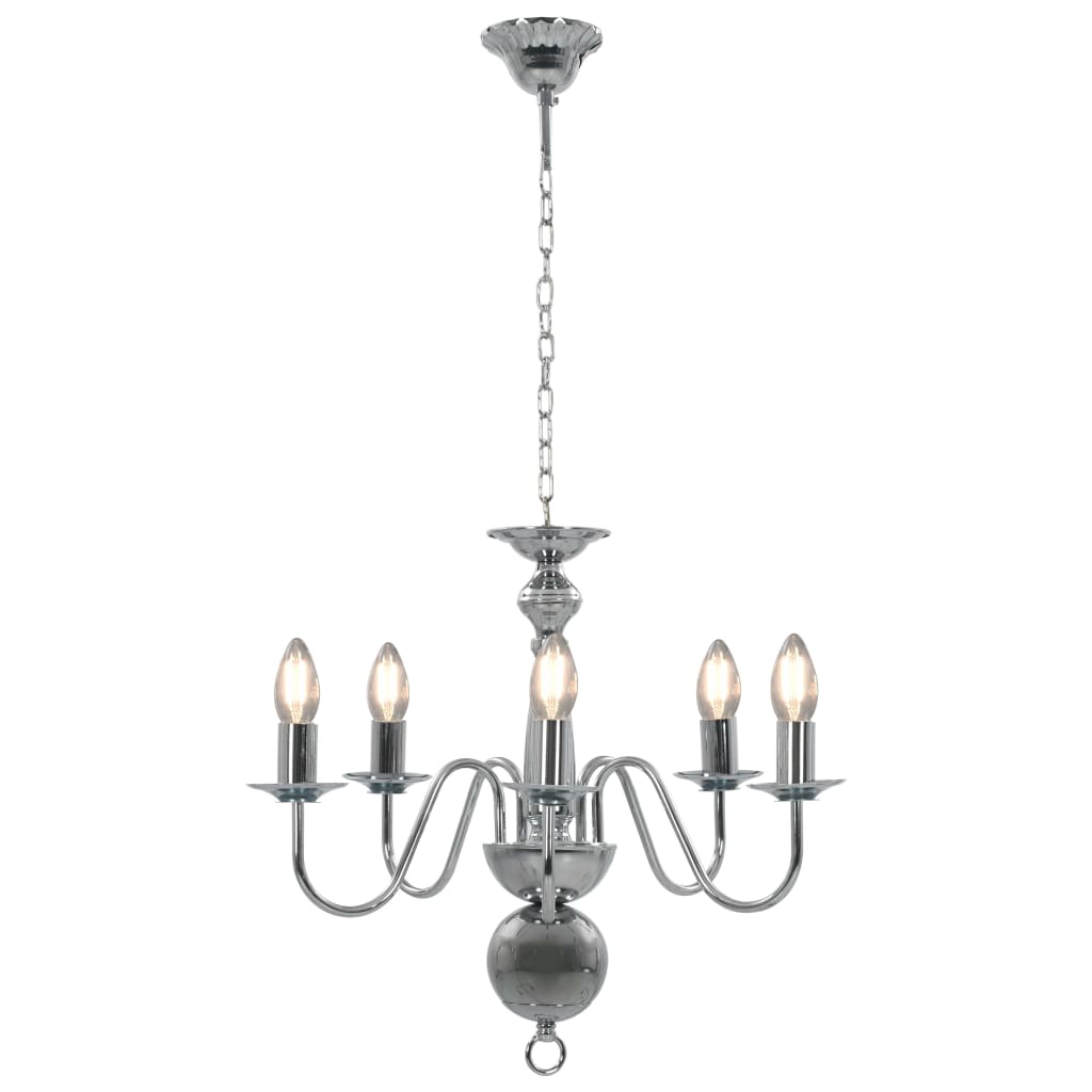 Lampadario Argento 5 Lampadine Attacco E14 - Image 4