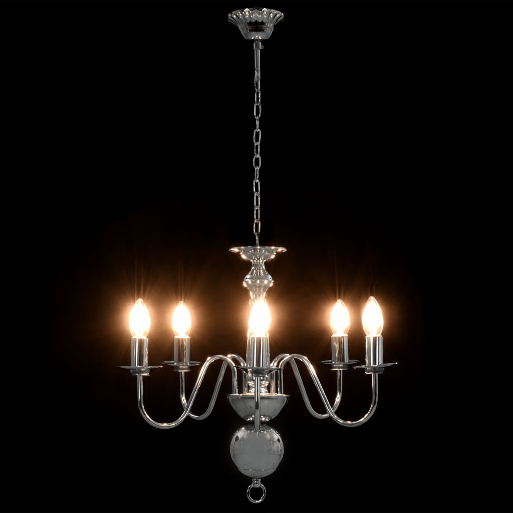 Lampadario Argento 5 Lampadine Attacco E14 - Image 3