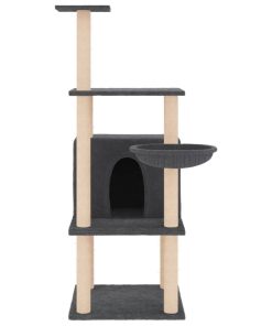 Albero Per Gatti Con Tiragraffi In Sisal Grigio Scuro 132 cm